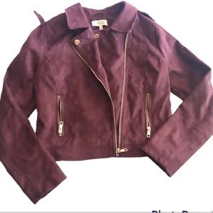 Purple faux suede Moto jacket